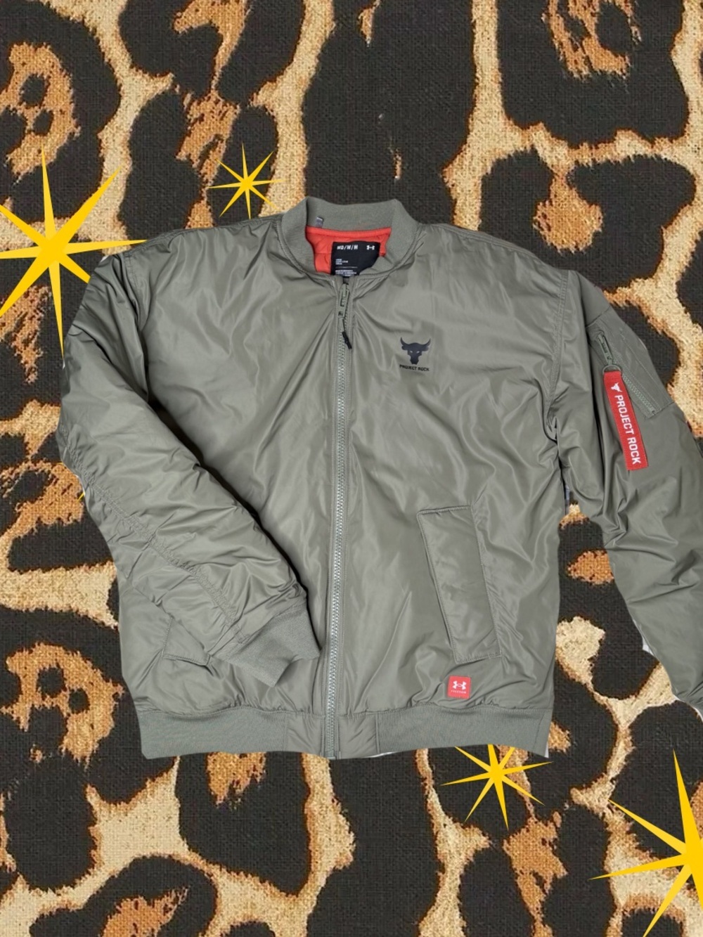 PROJECT ROCK | Under Armour Army Green Insulated Bomber Jacket | Men’s Medium